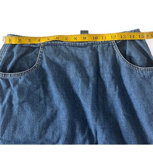 VINTAGE Y2K LIZ WEAR Denim Jean Maxi Skirt with Pockets and Bottom Back Slit - Picture 13 of 15